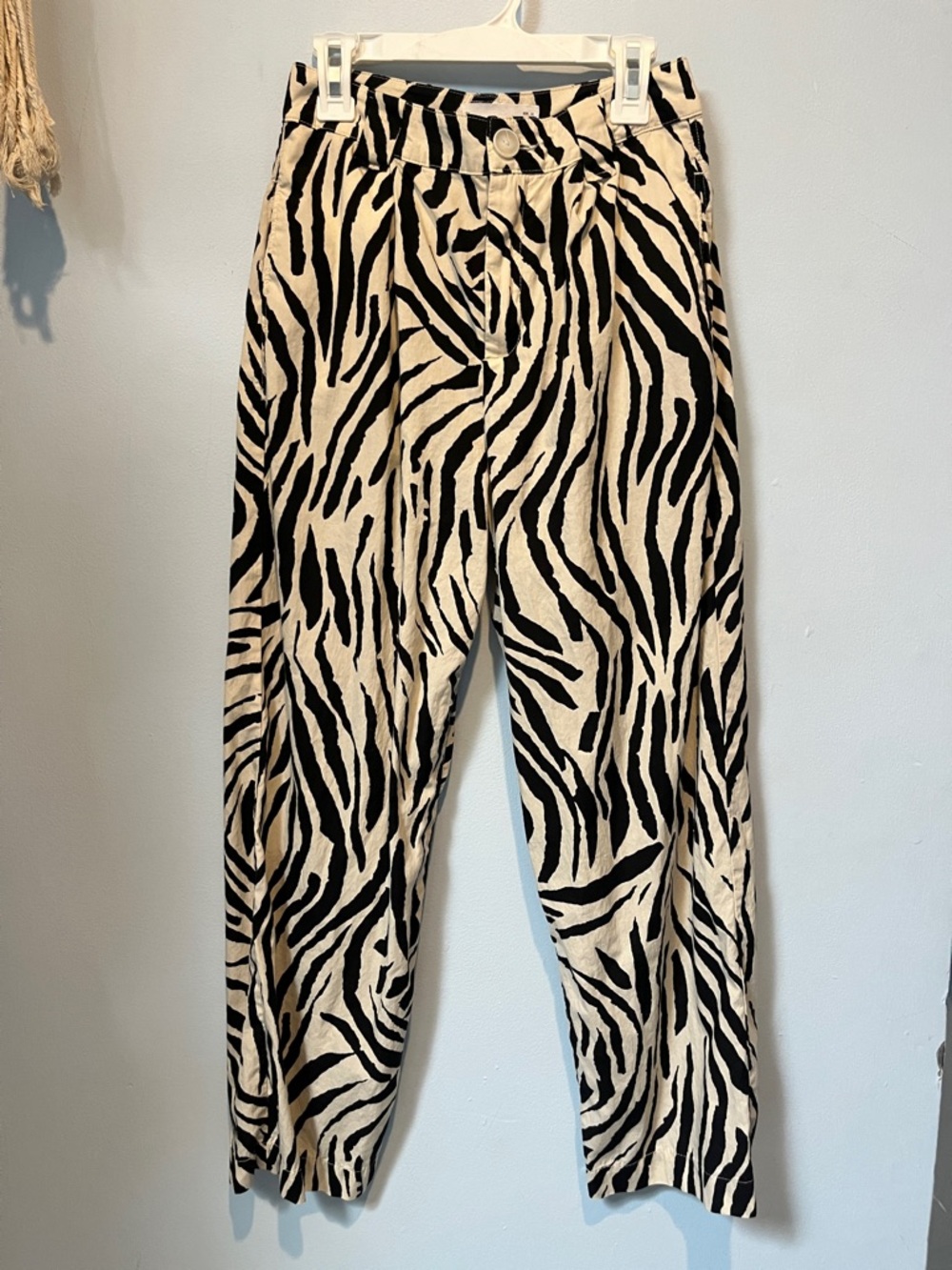 Mango Zebra-Print Chinos in Black & Cream | W: 24
